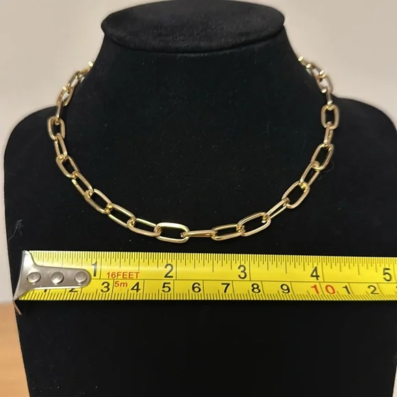 13 inch Gold Tone Paper Clip Chain Necklace - Picture 3 of 3